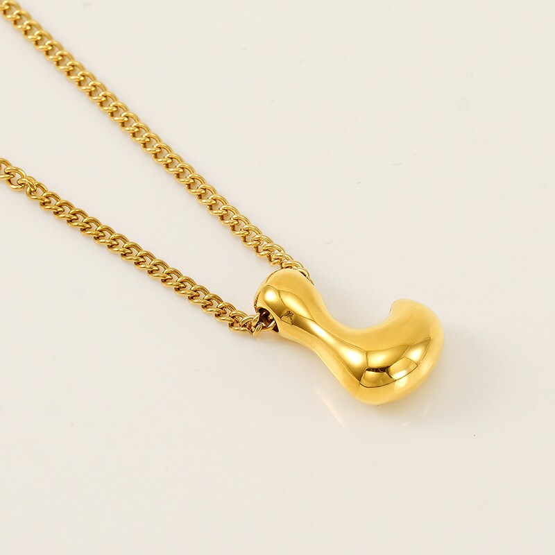 Gold color / 1 Piece Simple Series Daily Letter L Titanium Steel 18K Gold Plated Unisex Pendant Necklaces Picture12